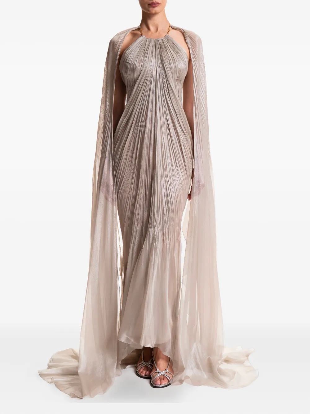 Maria Lucia Hohan Plooi-jurk met cape - Beige