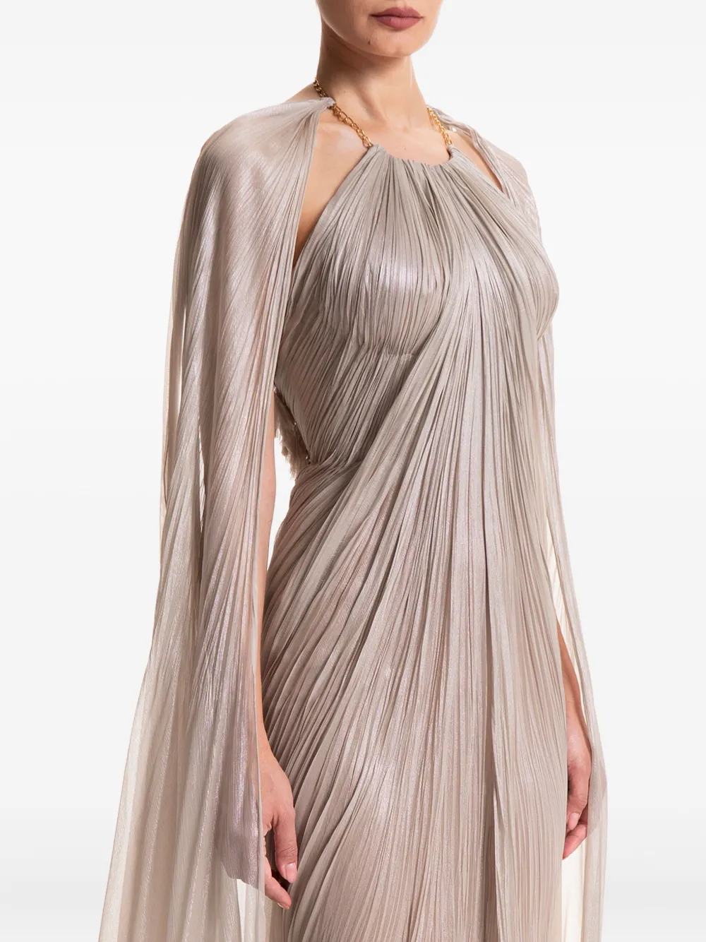 Maria Lucia Hohan Pleated Cape Dress In Neutral
