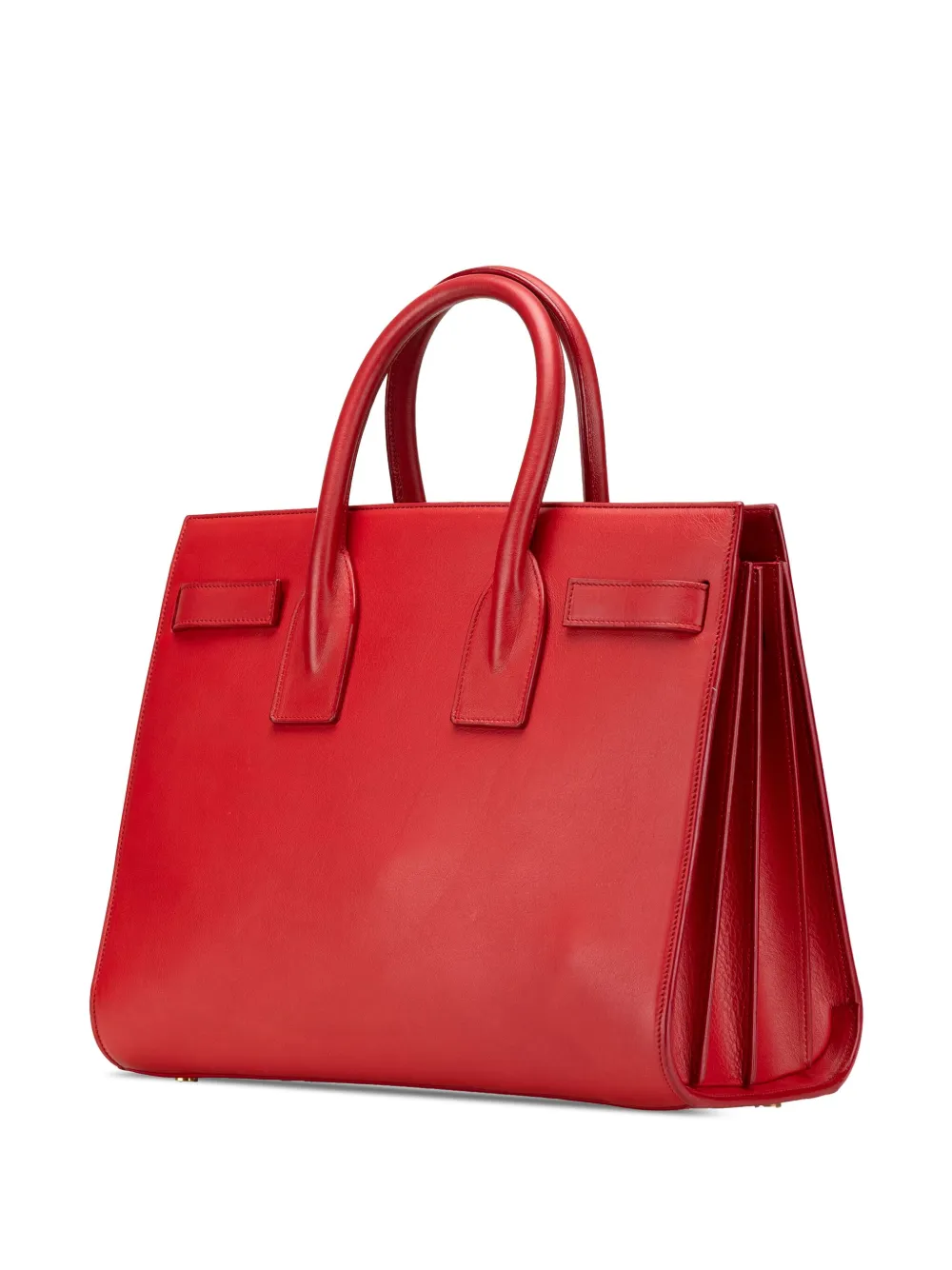 Pre-owned Saint Laurent 2014 Small Leather Sac De Jour Satchel In Red