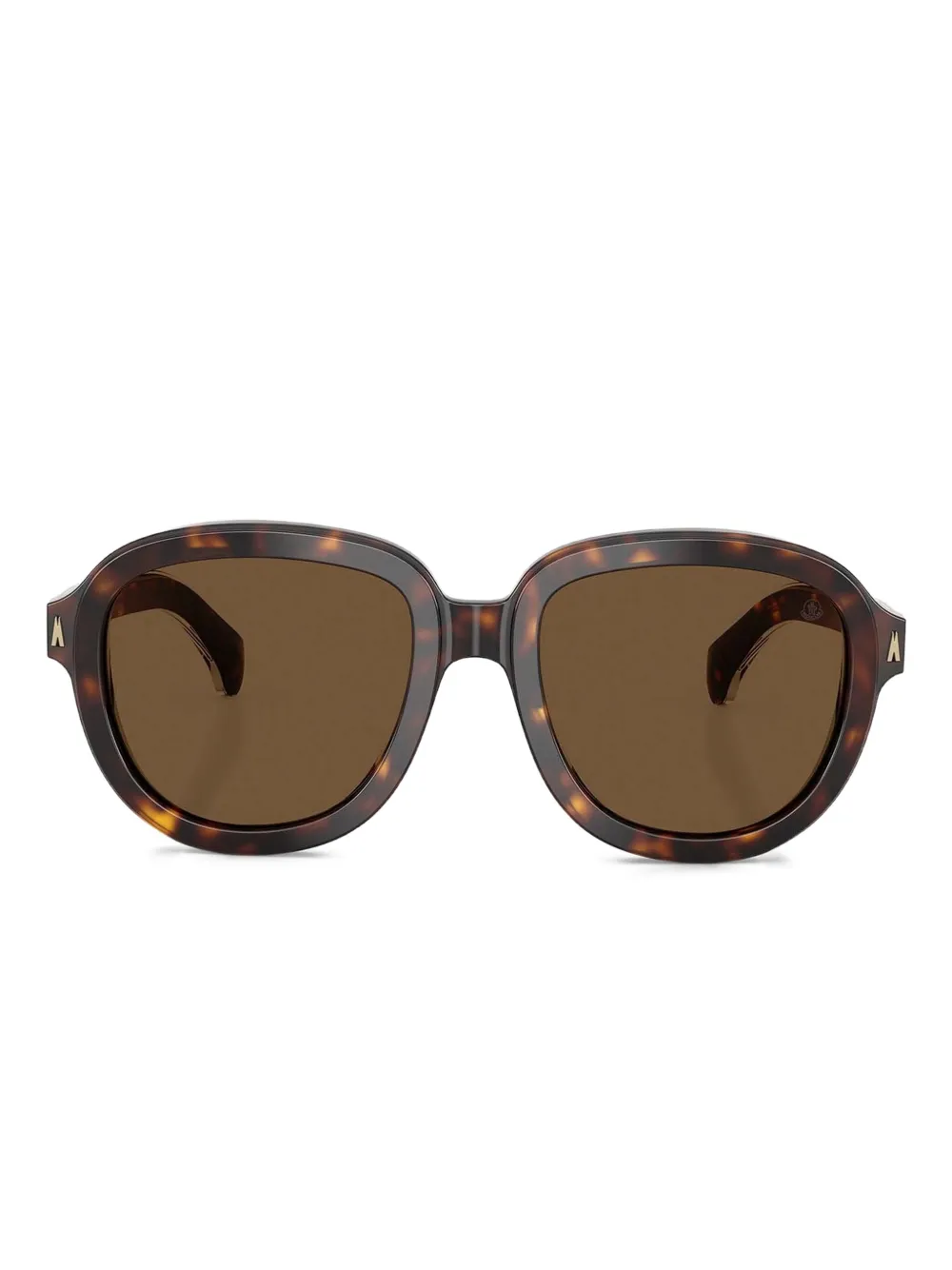 Moncler Eyewear Zonnebril met schildpadschild-design en geometrisch montuur Bruin
