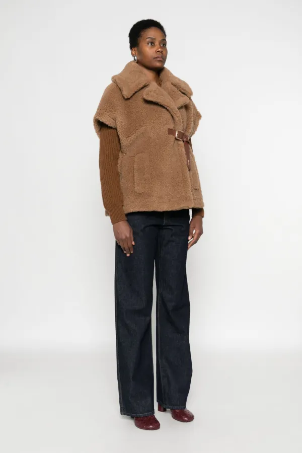 maxmara マックスマーラ　ファー　ビジュー Max Mara New Abavo faux-fur Cape Jacket | Brown | FARFETCH