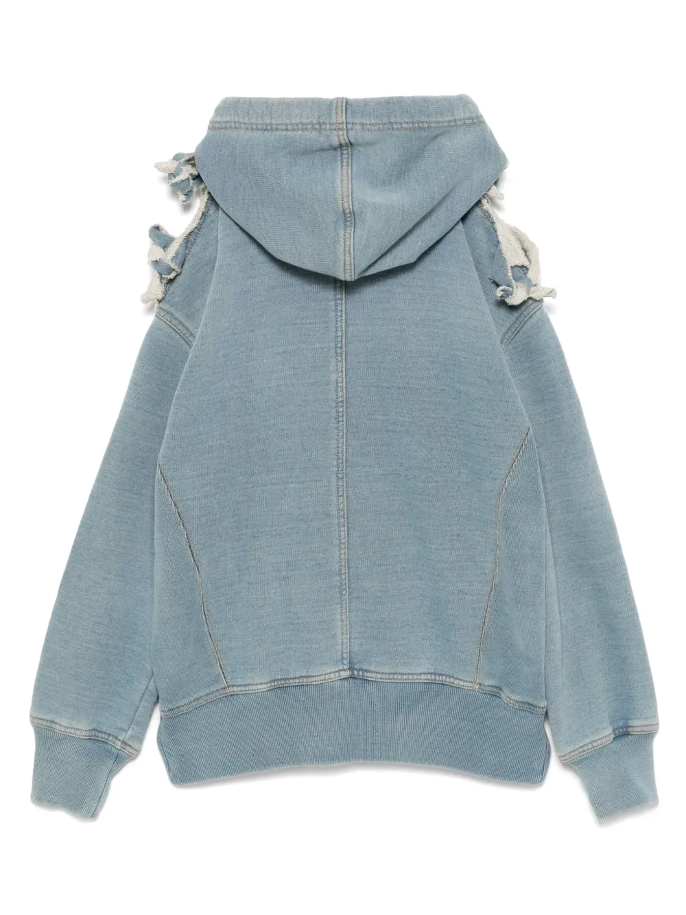Undercover Gerafelde denim hoodie - Blauw