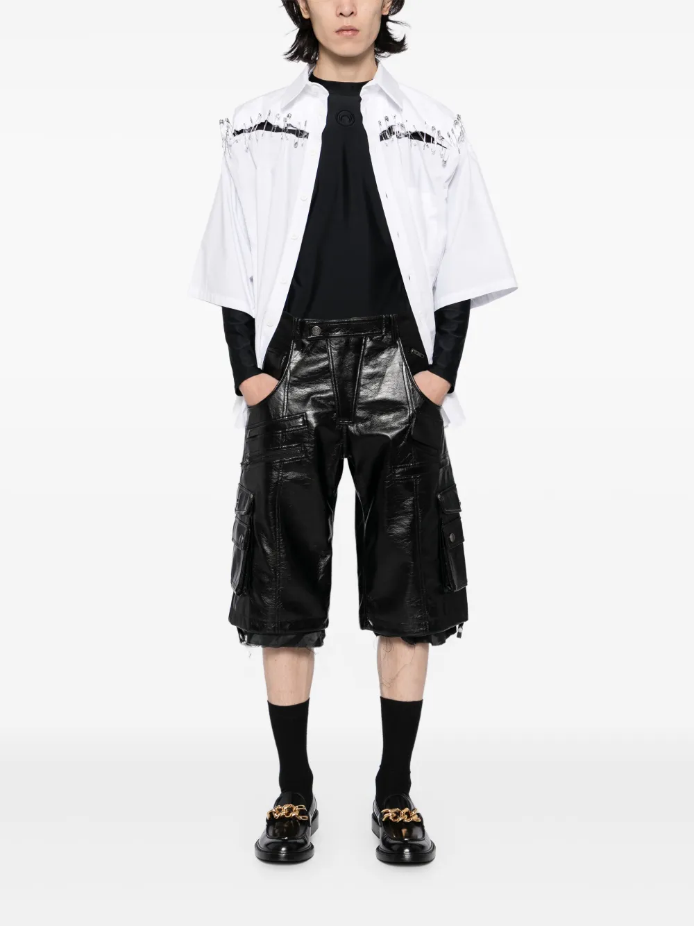Martine Rose Leren rok - Zwart