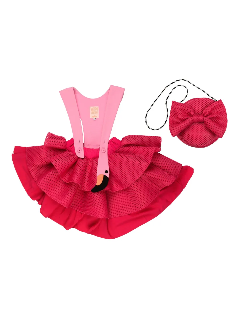 WAUW CAPOW by BANGBANG Jurk met ruches en geborduurde franje Roze