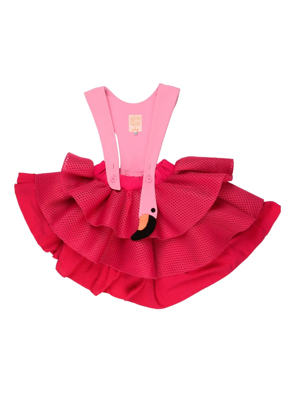 WAUW CAPOW by BANGBANG Jurk met ruches en geborduurde franje Roze