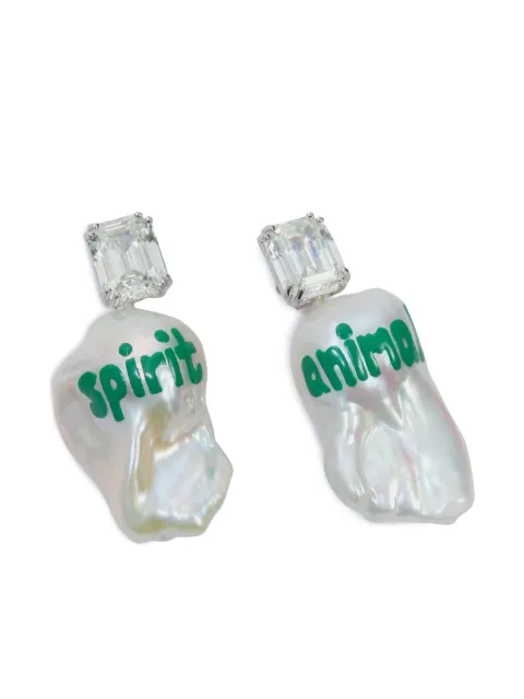 PRAWN FAMILY aretes con perla barroca de agua dulce