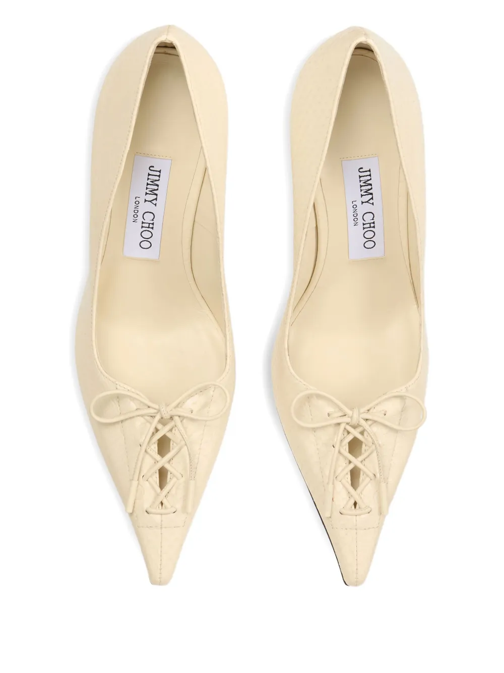 Jimmy Choo 85mm Scarlett Lace-up Pointed-toe Pumps In Neutral