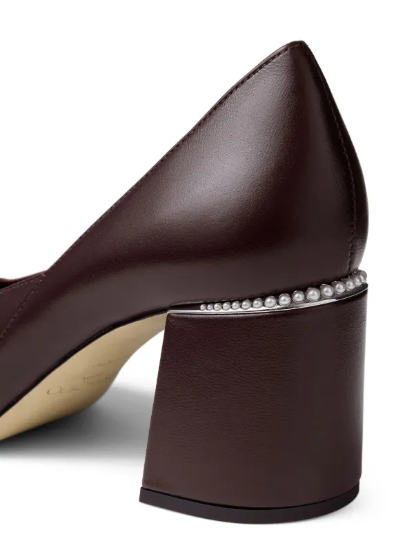 Jimmy Choo 60mm Jenson pearl-embellished square-toe Pumps | Red