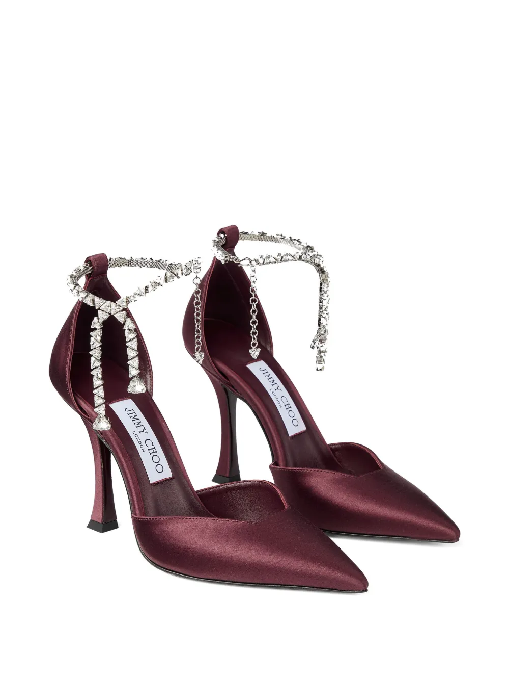 Jimmy Choo 100 mm Stevie satijnen pumps verfraaid met kristallen Rood