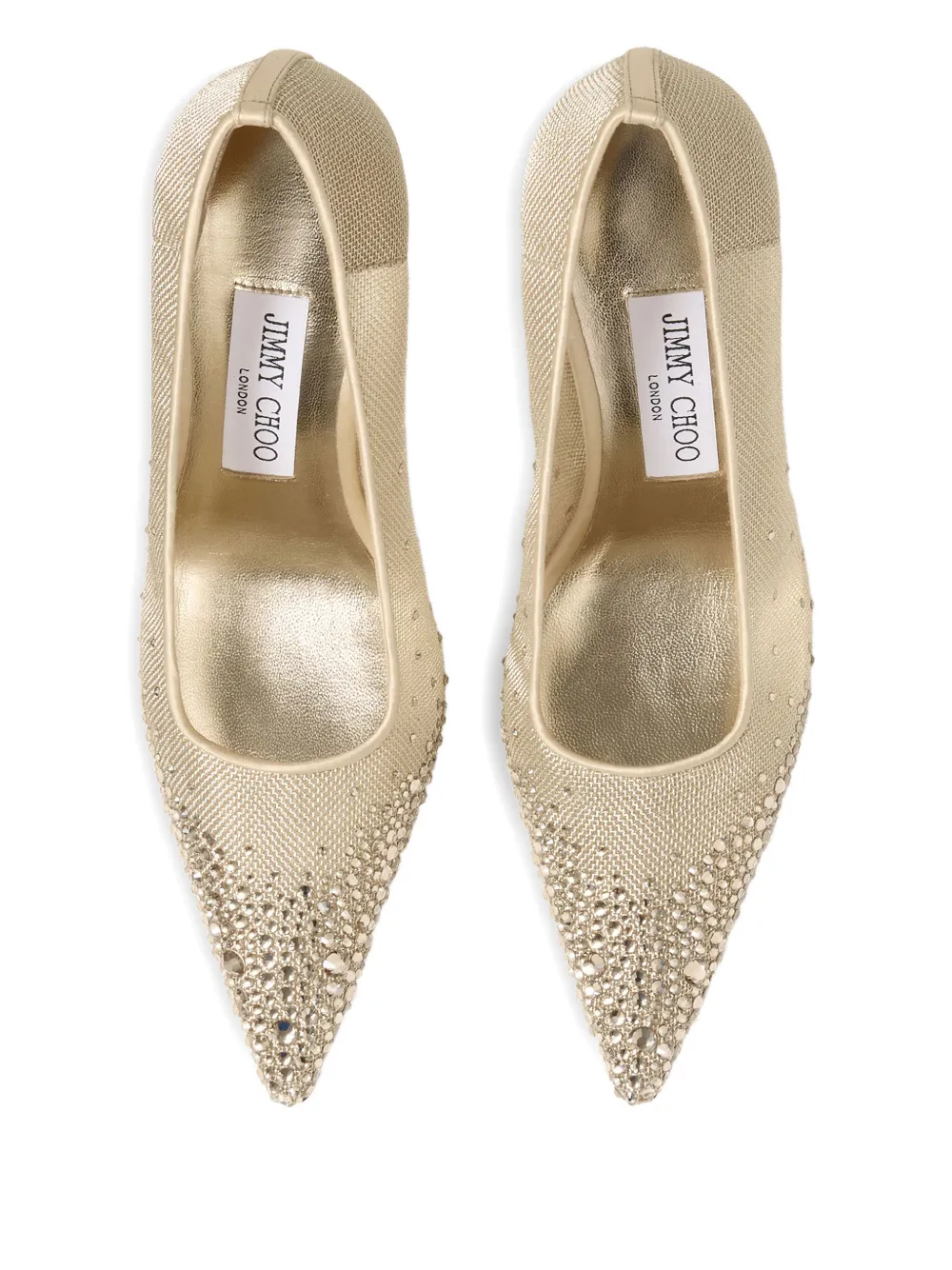 Jimmy Choo 95 mm Ixia mesh pumps verfraaid met kristallen Goud