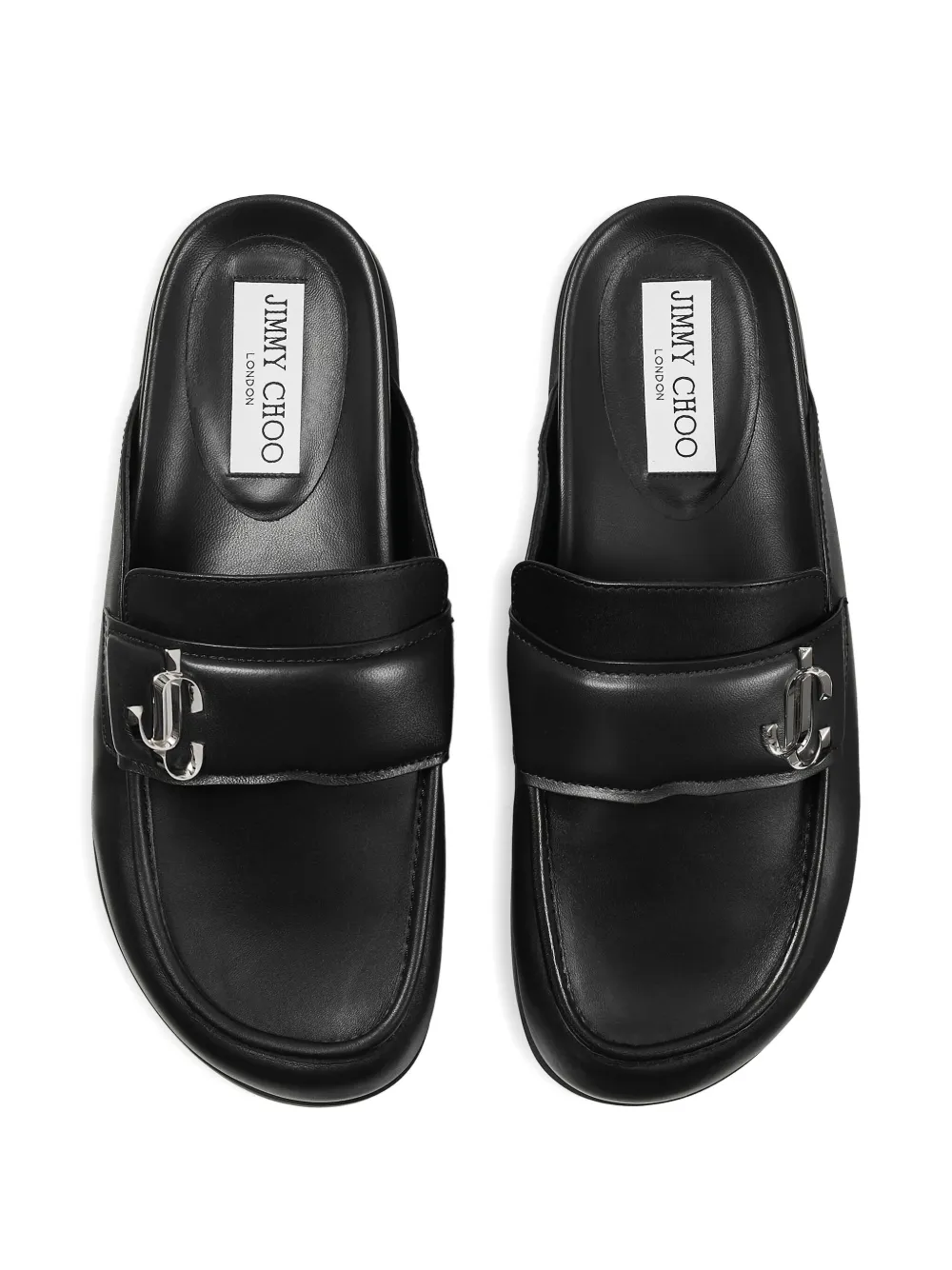Jimmy Choo Milo leren slippers Zwart