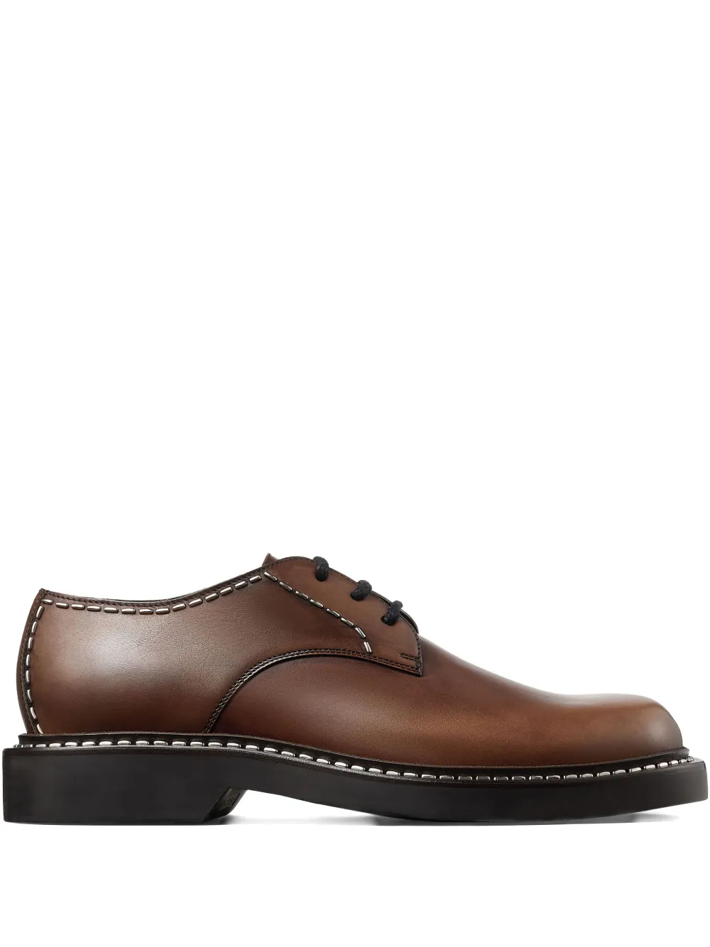 Jimmy Choo Rowan コントラストステッチ レザーダービーシューズ | ブラウン | Image 1