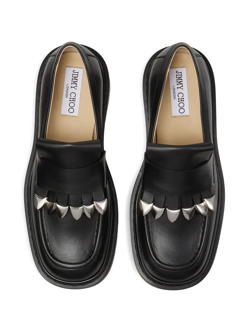 Jimmy Choo Buff leren loafers verfraaid met kwastjes Zwart