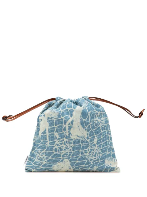 Loewe Pre-Owned 2022 Paulas Ibiza Mermaid Denim Drawstring Bag clutch bag