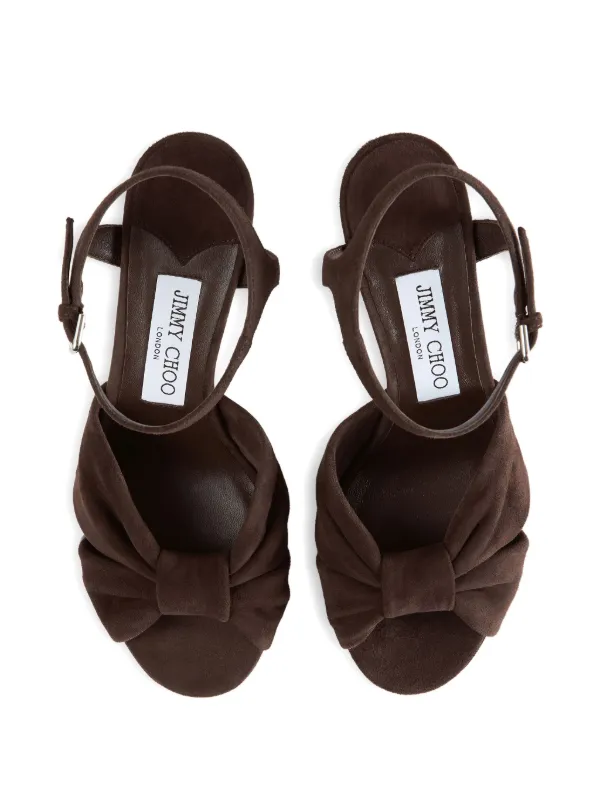 Jimmy Choo Heloise Suede Platform Sandals | Brown | FARFETCH