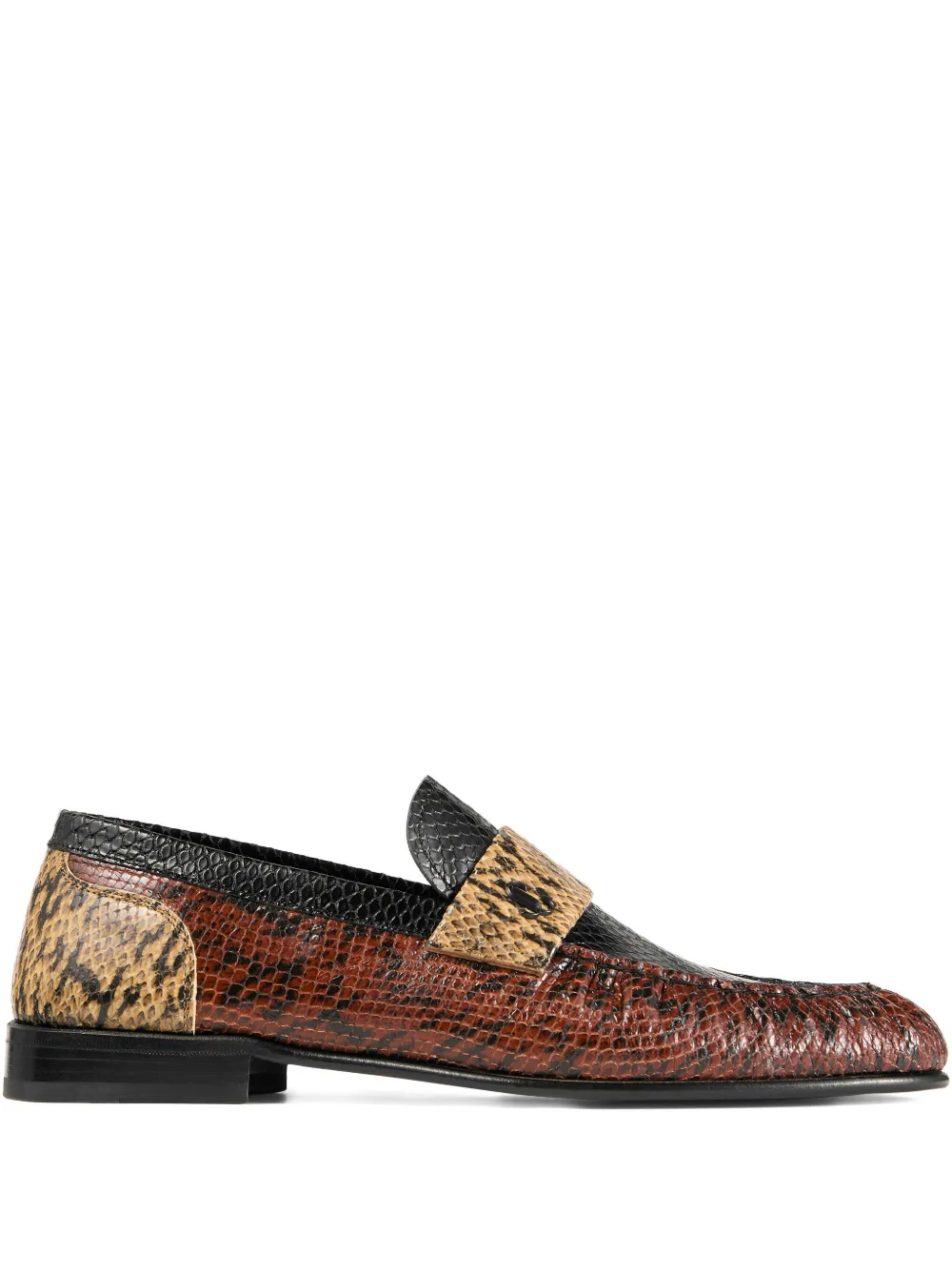 Jimmy Choo Ellis snakeskin-panelled loafer Brown
