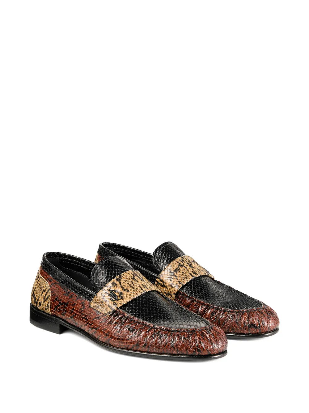 Jimmy Choo Ellis snakeskin-panelled loafer Brown