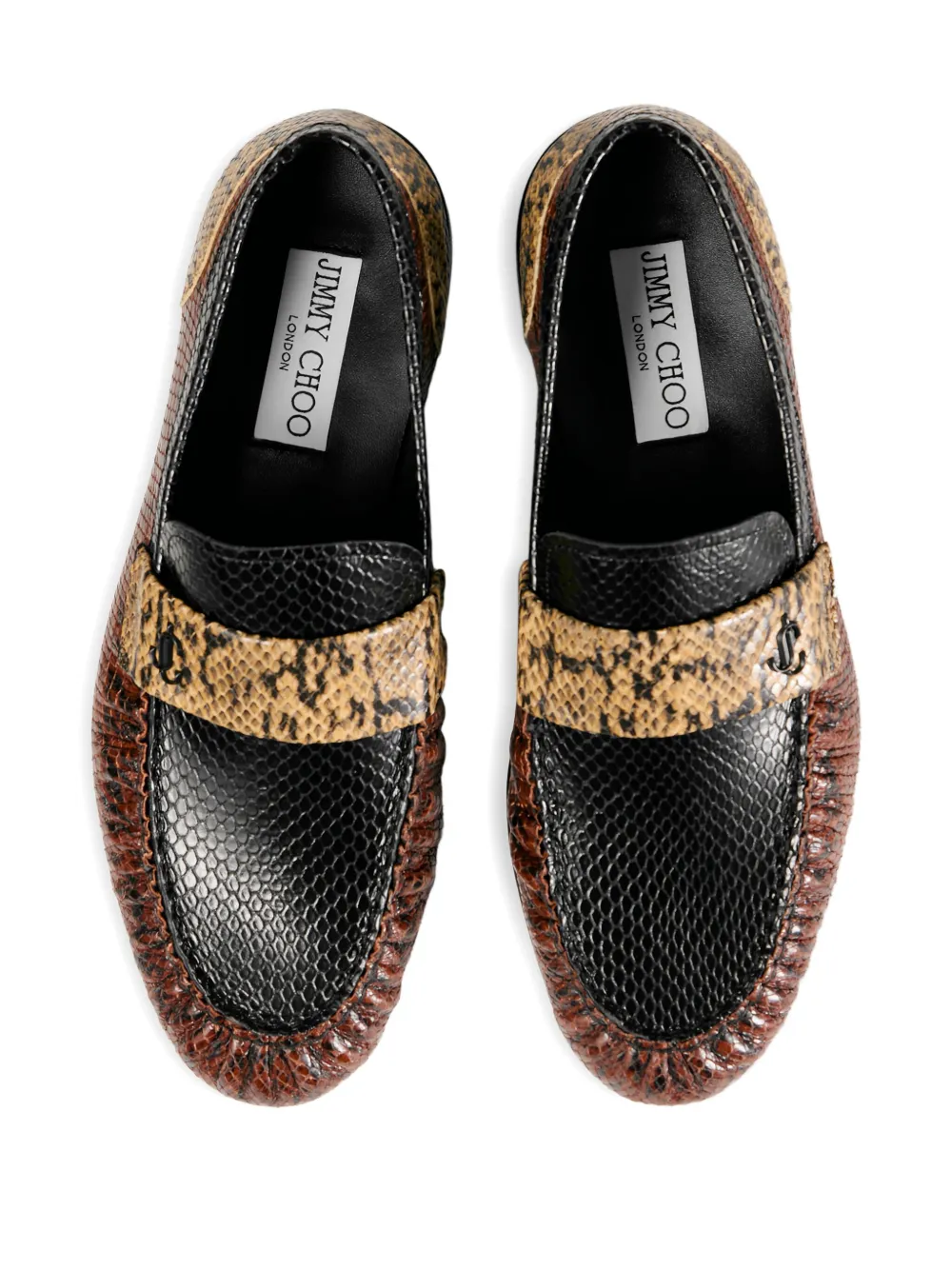Jimmy Choo Ellis snakeskin-panelled loafer Brown