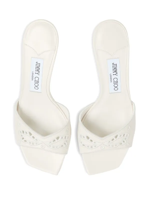 JIMMY CHOO ホワイト ポインテッドトゥ ミュール Jimmy Choo 70mm Skye Mules | White | FARFETCH