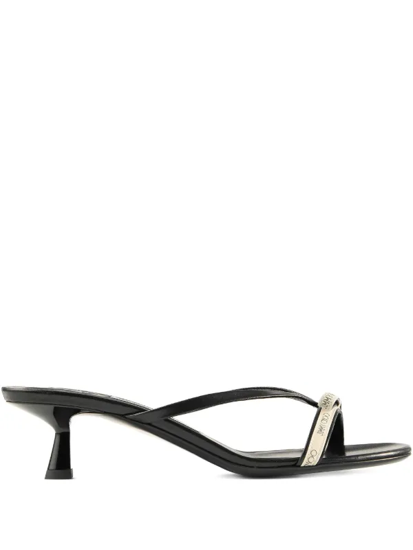 JIMMY CHOO LEXX100 ミュール 2WAY チェーン ハイヒール黒 Jimmy Choo - Lexx Black Leather Chain Slingback Mule, 100mm