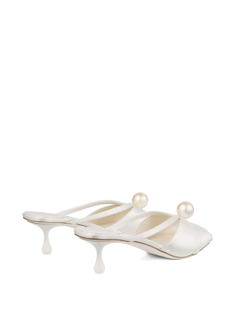 Jimmy Choo 50mm Siva pearl-embellished satin mules Neutrals