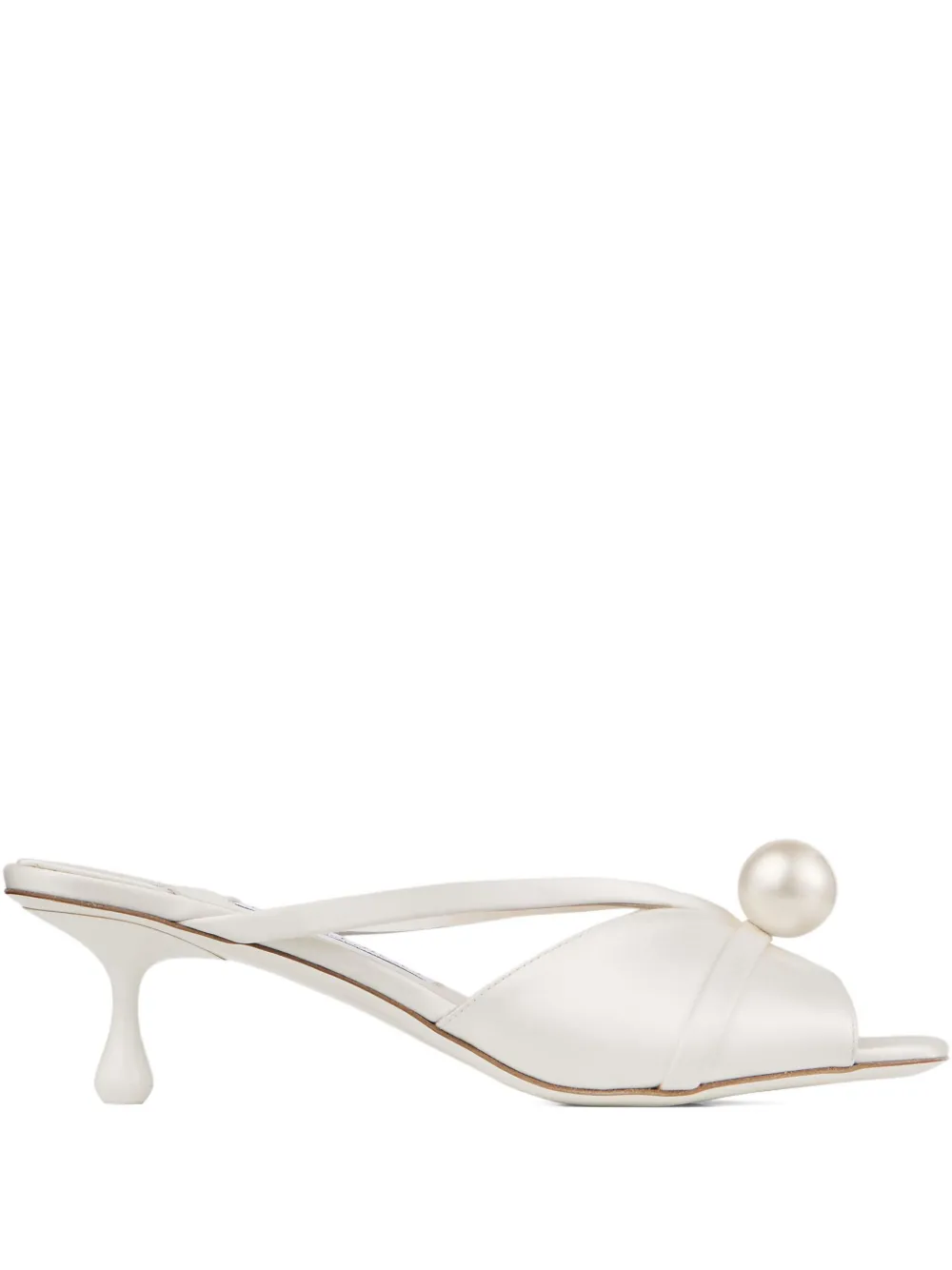 Jimmy Choo 50mm Siva pearl-embellished satin mules Neutrals
