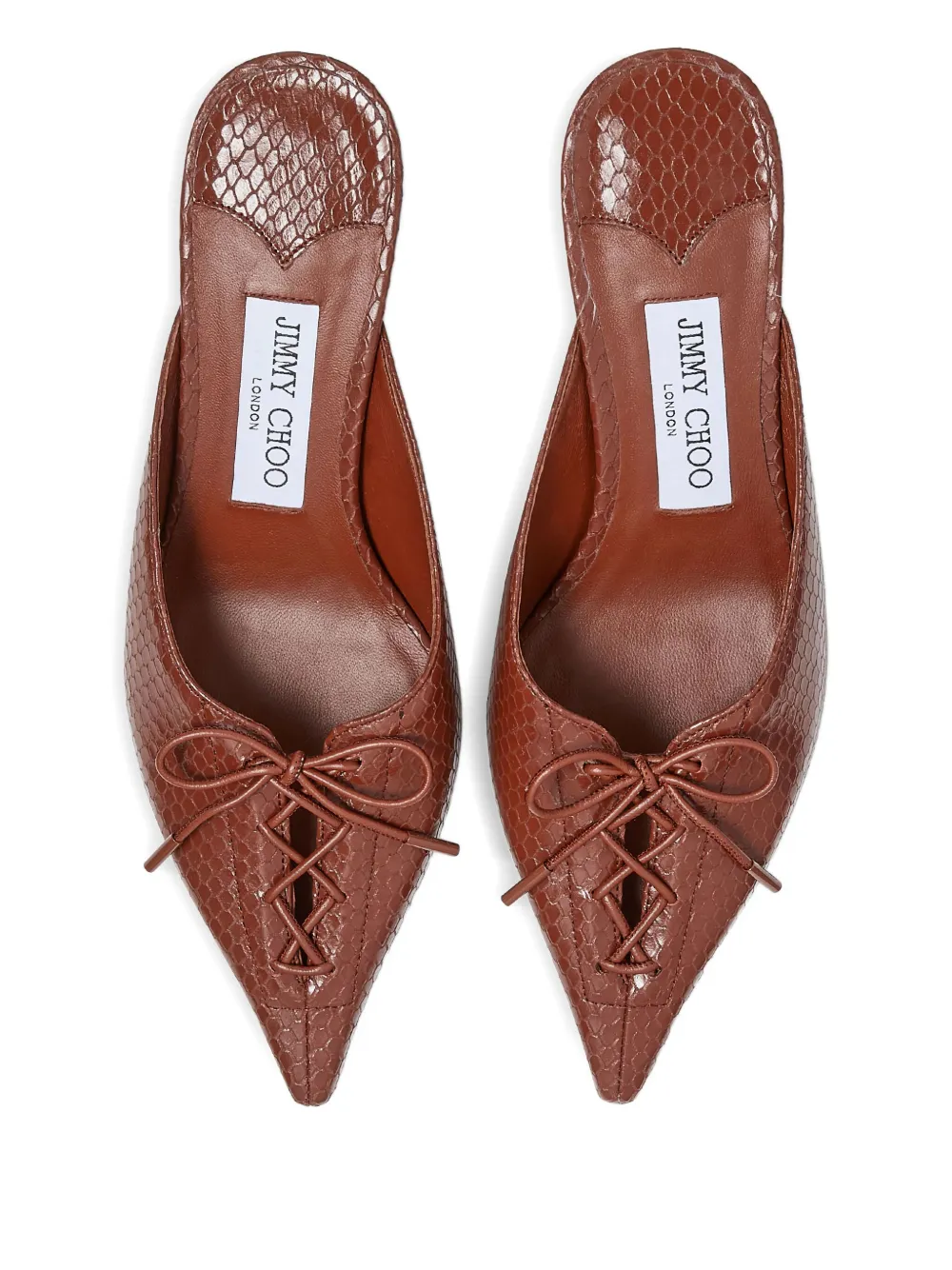Jimmy Choo 50mm Scarlett lace-up pointed-toe mules Brown