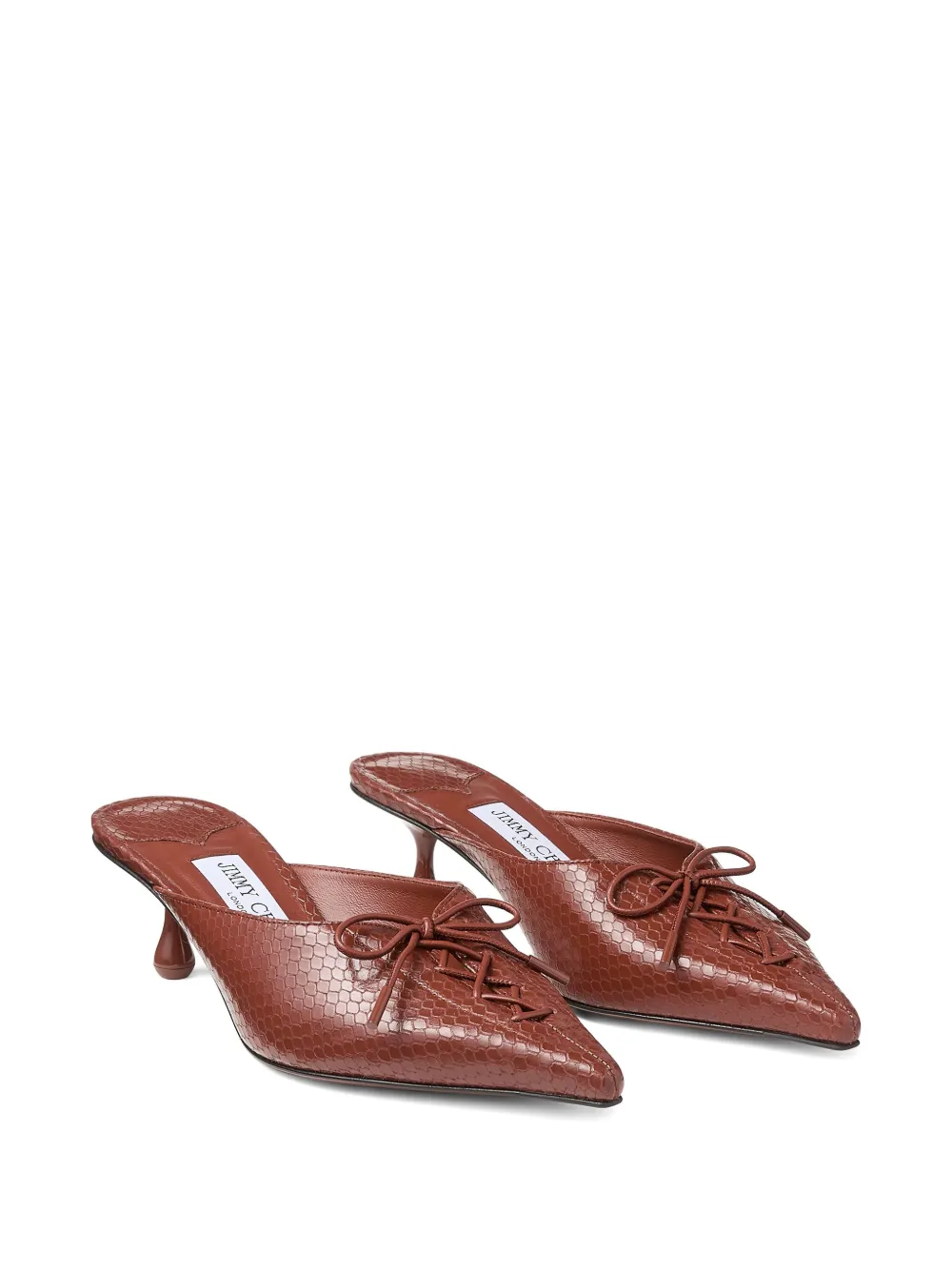 Jimmy Choo 50mm Scarlett lace-up pointed-toe mules Brown