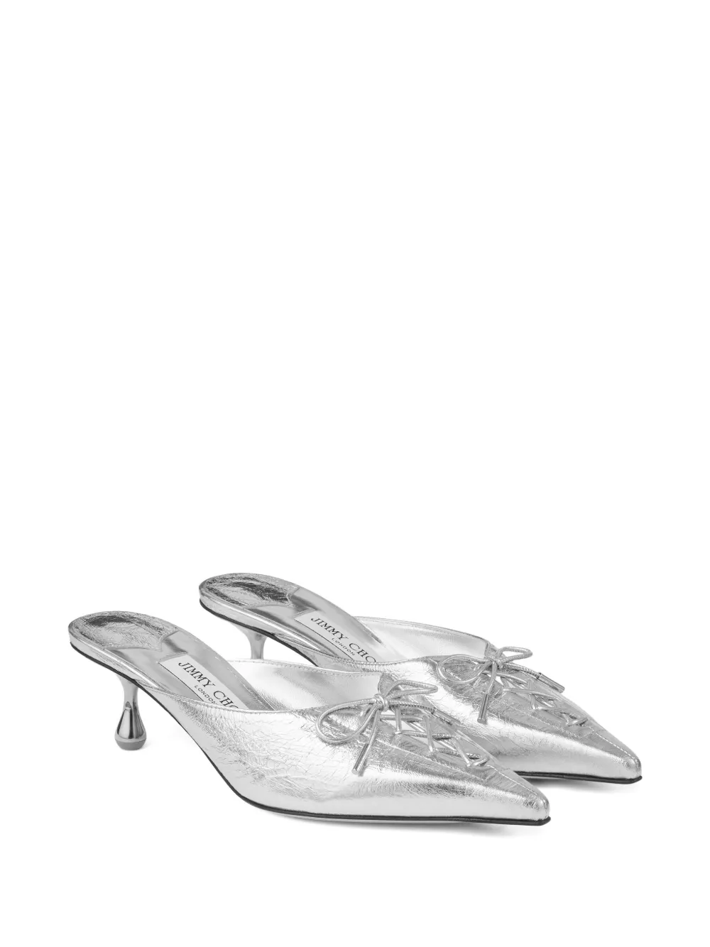 Jimmy Choo 50mm Scarlett lace-up pointed-toe mules Silver