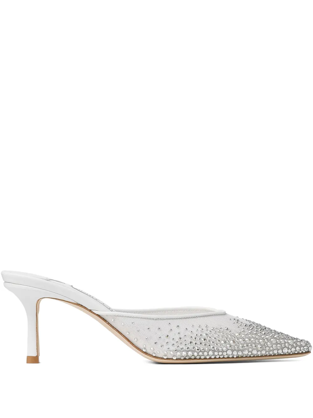Jimmy Choo 60mm Vivi crystal-embellished mules White