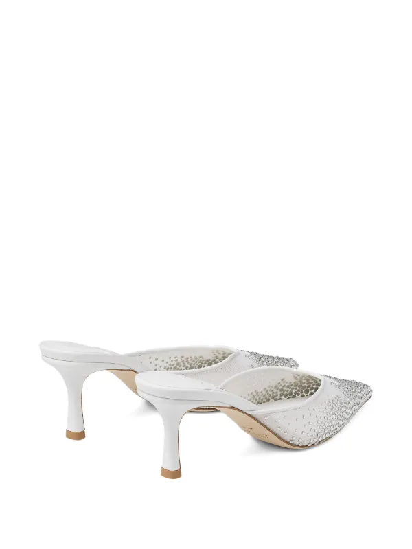 Jimmy Choo 60mm Vivi crystal-embellished Mules | White | FARFETCH