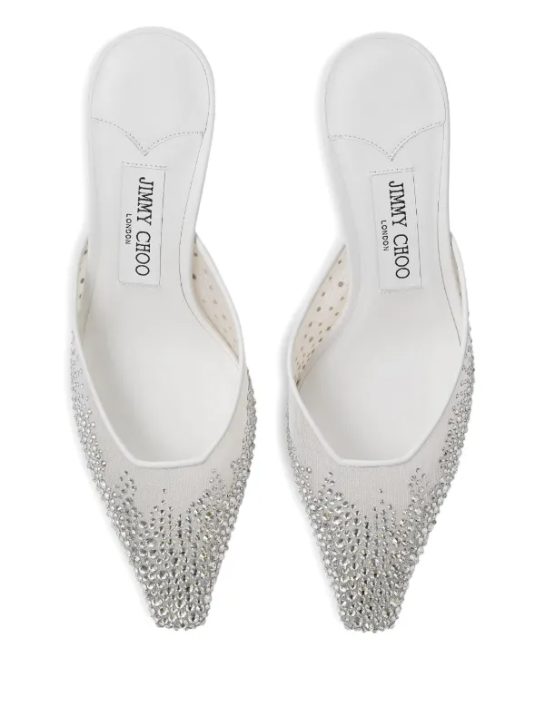 Jimmy Choo 60mm Vivi crystal-embellished Mules | White | FARFETCH CA