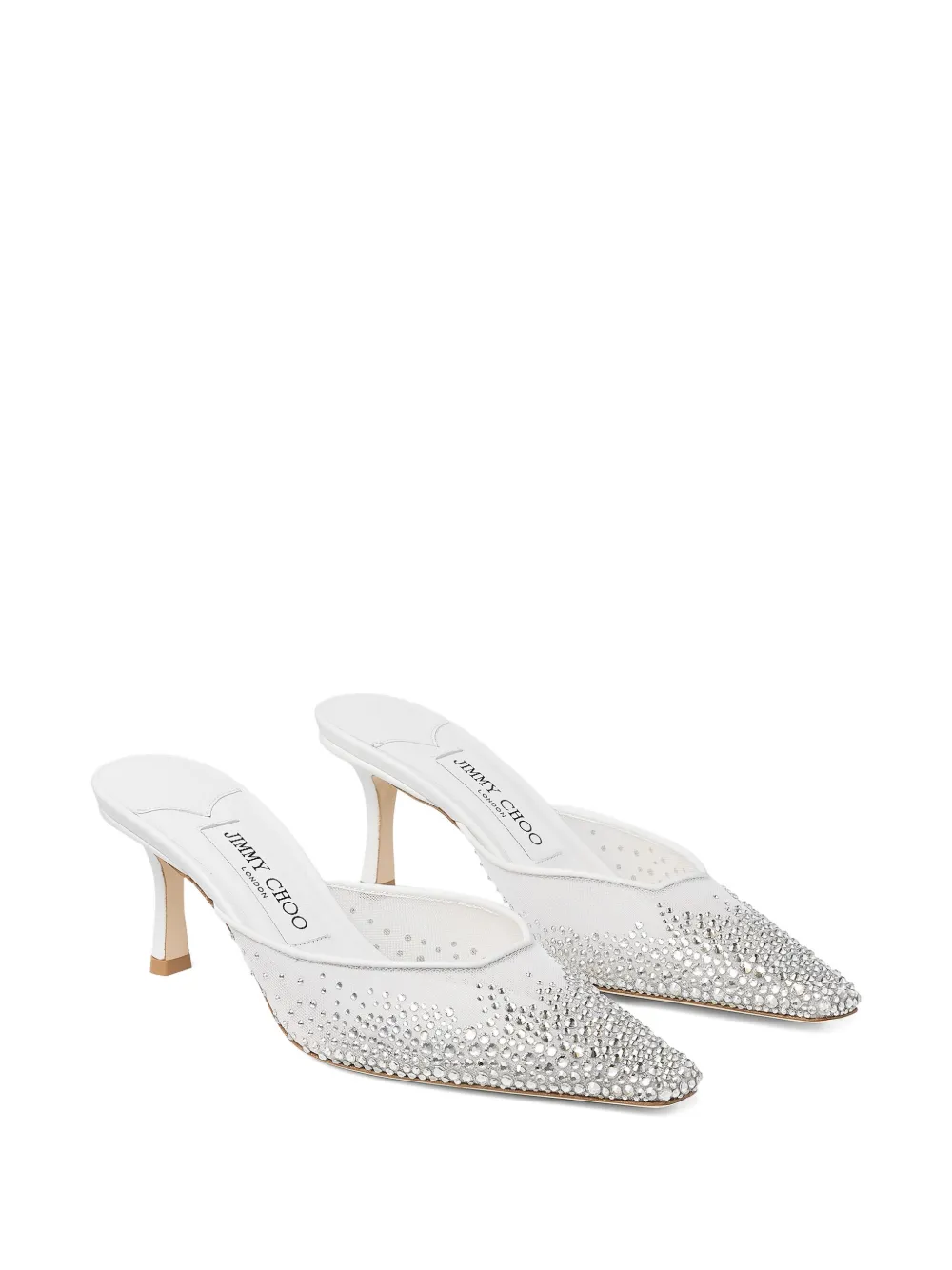Jimmy Choo 60mm Vivi crystal-embellished mules White