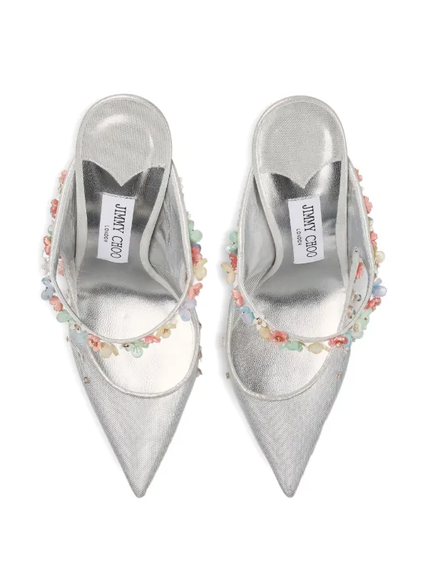 Jimmy Choo 100mm Bing Daisy Pumps | Silver | FARFETCH