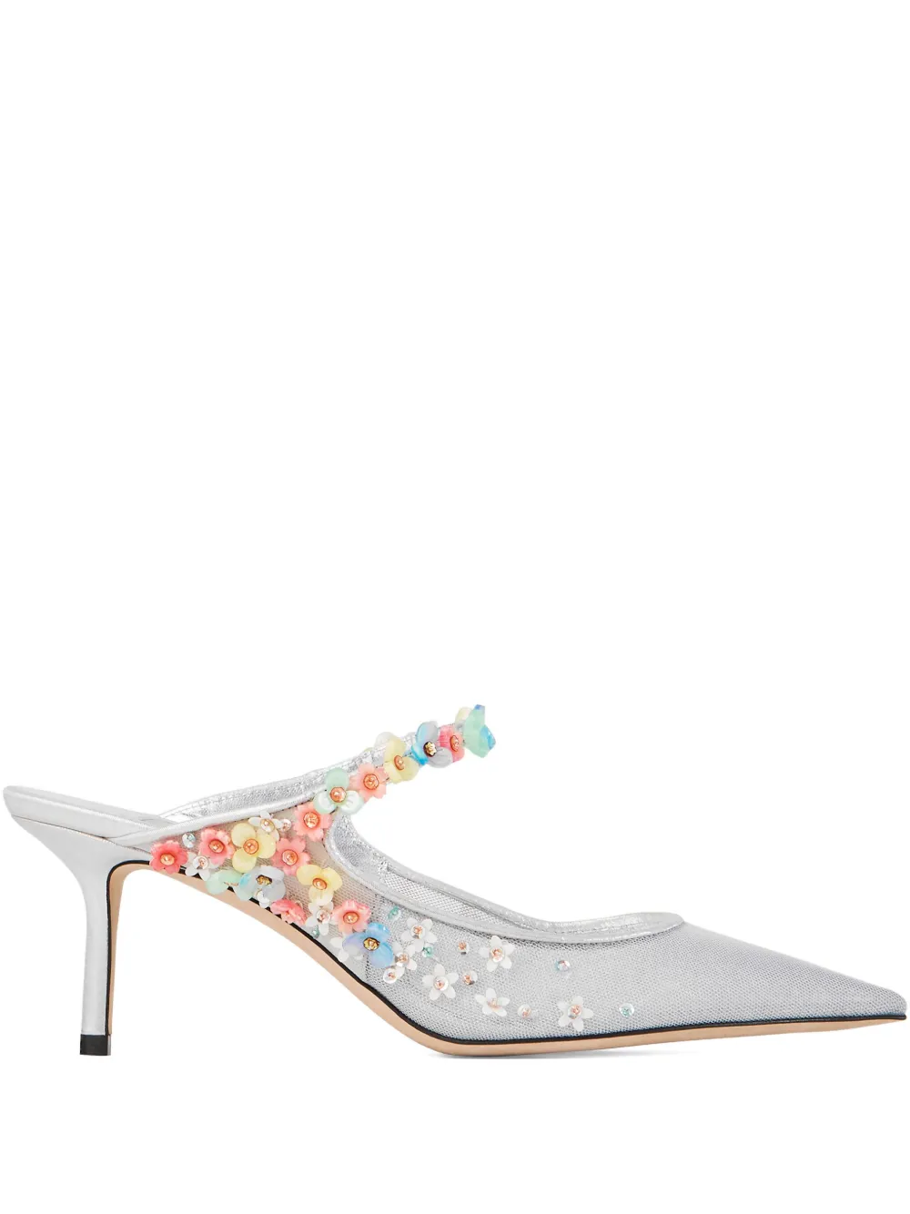 Jimmy Choo 65mm Bing Daisy-embellished mesh mules
