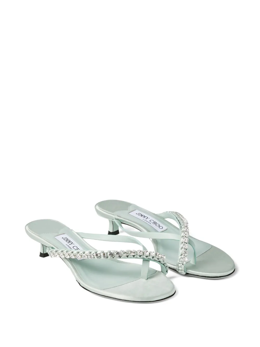 Jimmy Choo 35mm crystal-embellished heeled mules Green