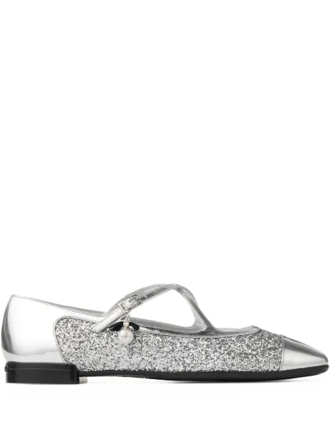 Jimmy Choo Eleri glitter-leather ballet flats