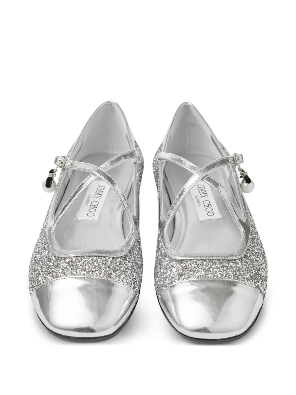 Jimmy Choo Eleri glitter-leather ballet flats Silver