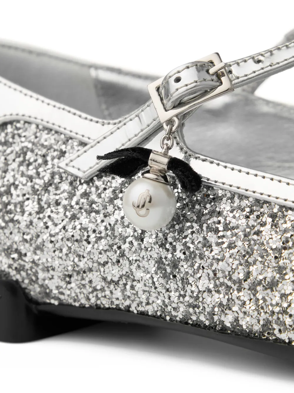 Jimmy Choo Eleri glitter-leather ballet flats Silver
