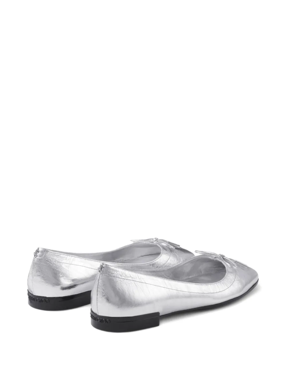 Jimmy Choo Scarlett lace-up bow ballerina flats Silver