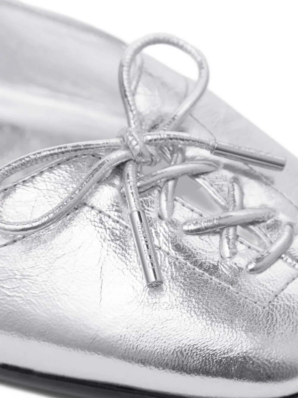 Jimmy Choo Scarlett lace-up bow ballerina flats Silver