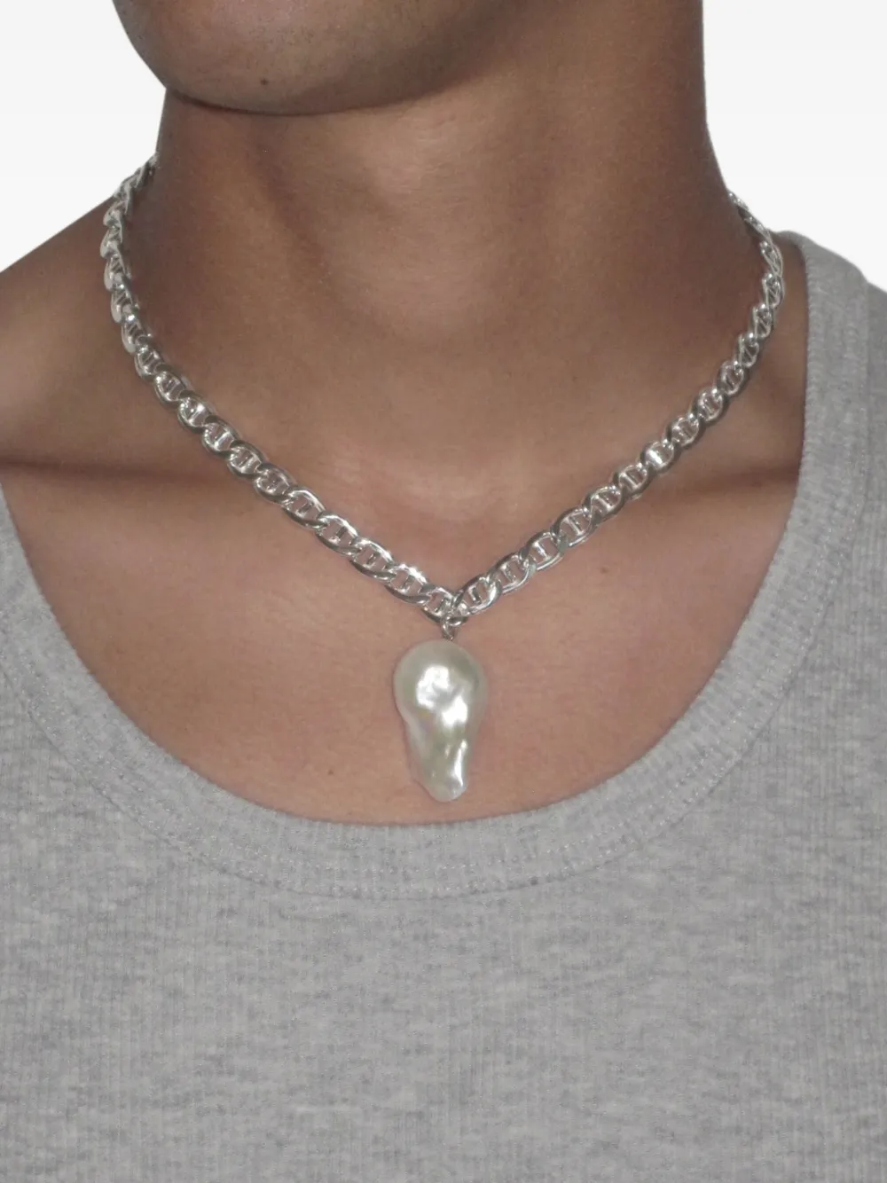 PRAWN FAMILY Halsketting met zoetwaterbarokparel - Zilver