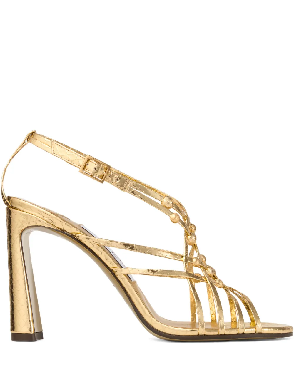 Jimmy Choo 90mm leather heeled sandals Gold