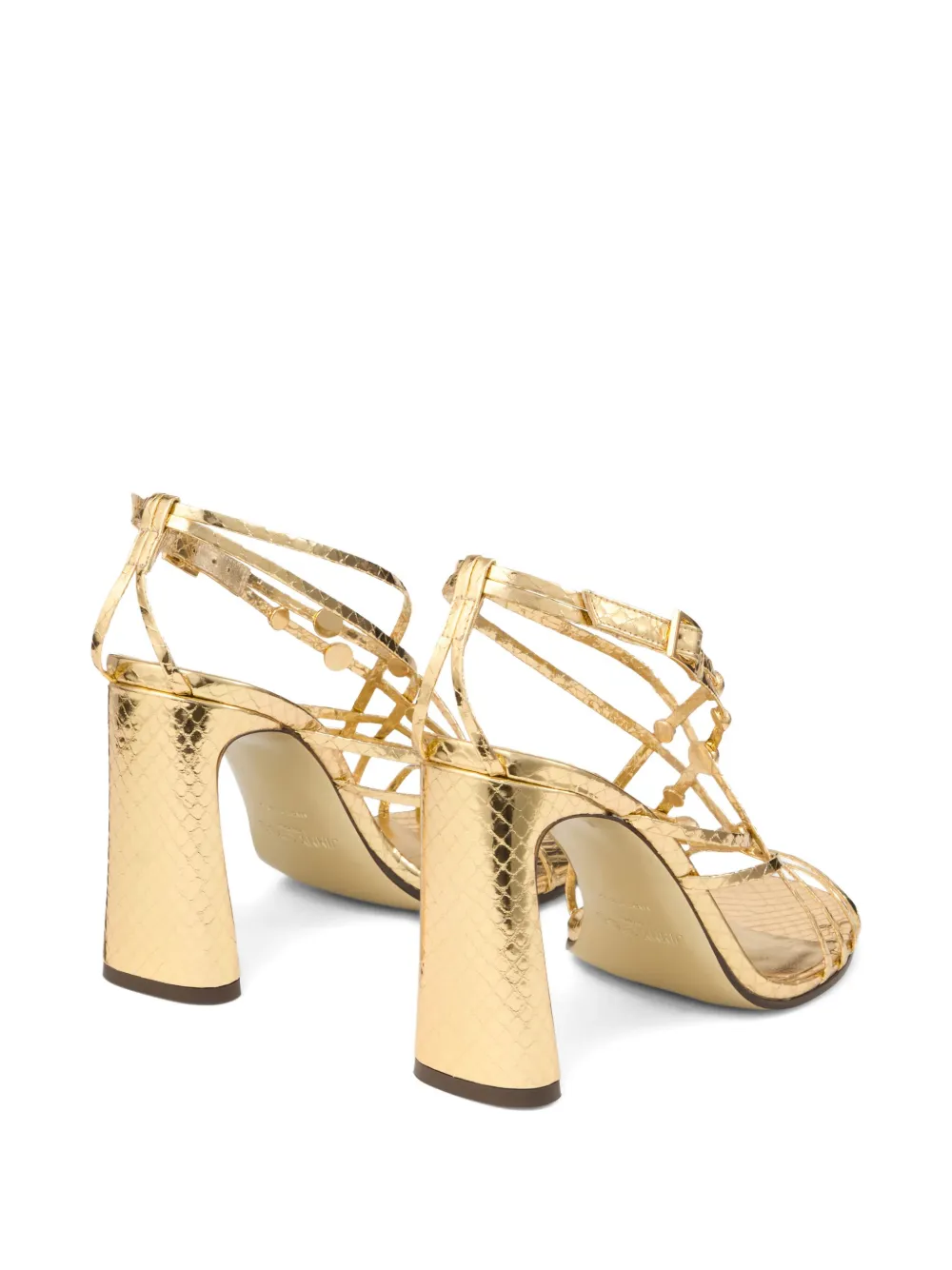 Jimmy Choo 90mm leather heeled sandals Gold