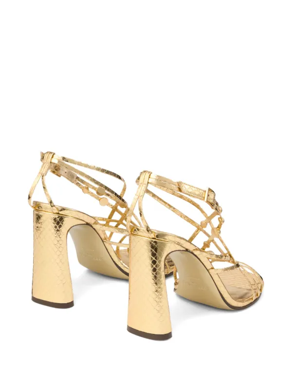Jimmy Choo 90mm Leather Heeled Sandals | Gold | FARFETCH HK