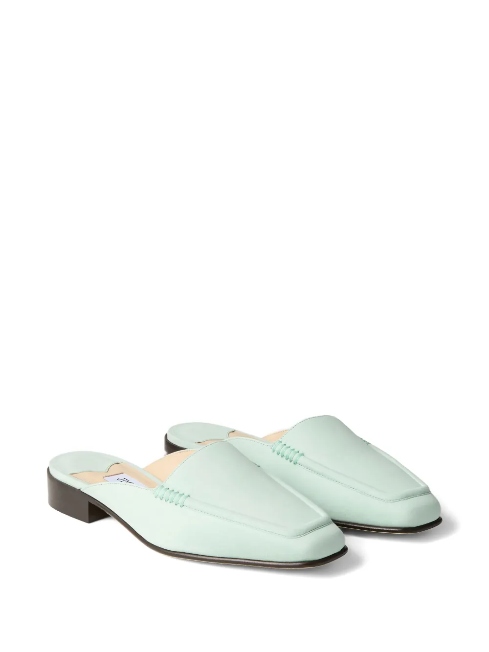 Jimmy Choo square-toe leather mules Green