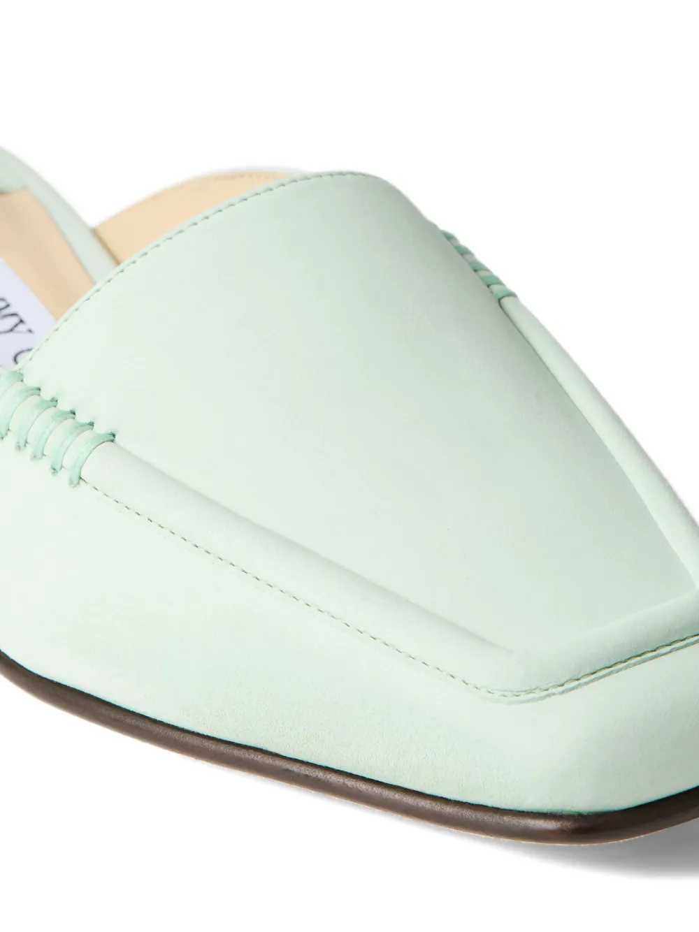Jimmy Choo square-toe leather mules Green