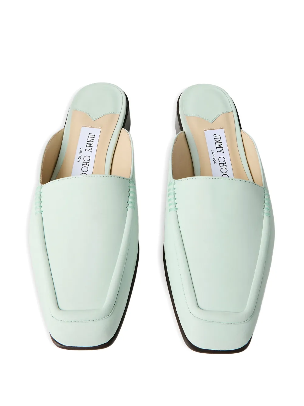 Jimmy Choo square-toe leather mules Green