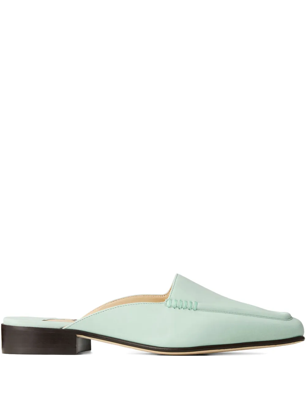 Jimmy Choo square-toe leather mules Green
