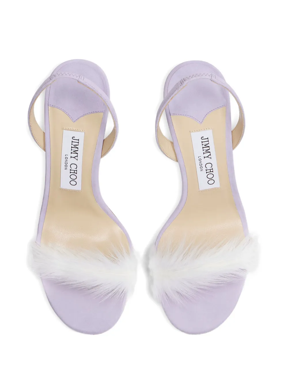 Jimmy Choo 100mm feather-embellishment sandals Purple